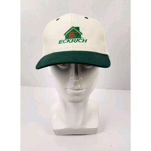 Vintage Eckrich Snapback Hat Adjustable Green Beige Embroidered